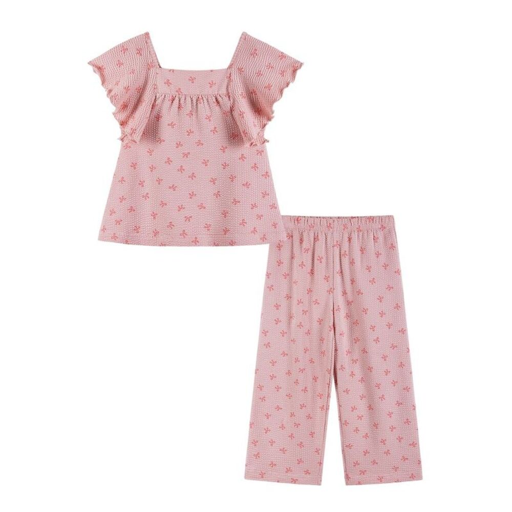 Andy & Evan Girls  Texture Bow Set, Pink